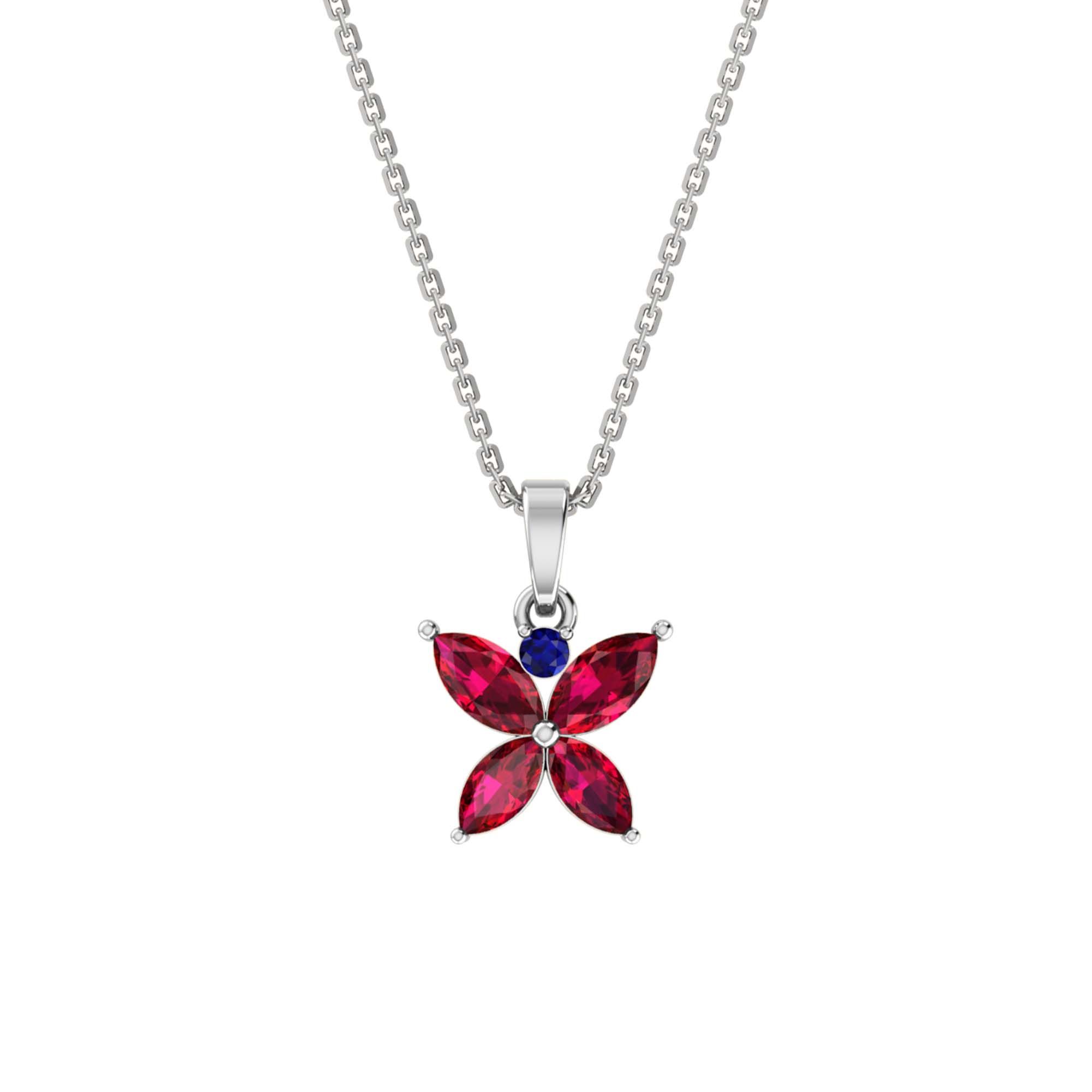 RKC Golden Stunning Flower Gemstone Shape Mini Pendant Necklace With Chain Birthday Gift