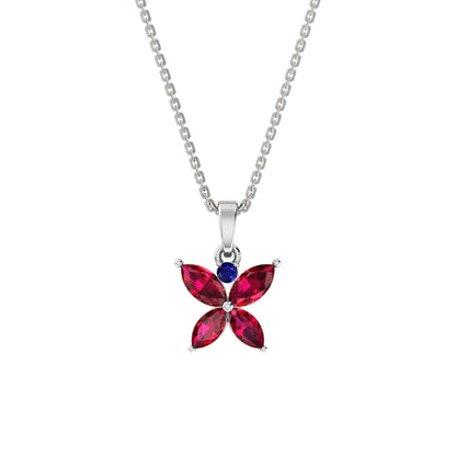 RKC Golden Stunning Flower Gemstone Shape Mini Pendant Necklace With Chain Birthday Gift