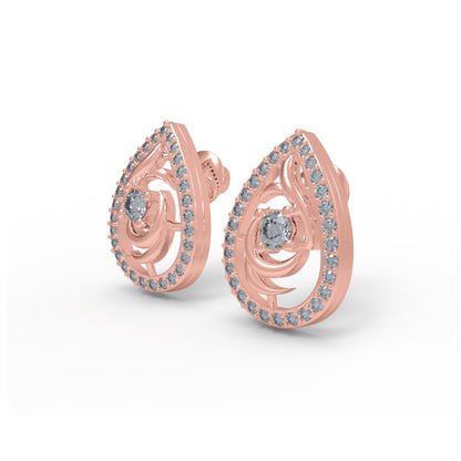 Orecchino da donna a forma di pera da donna in argento sterling RKC 925, giallo 14k, peso prodotto 2,60 GM, altezza pietra 12,80 mm