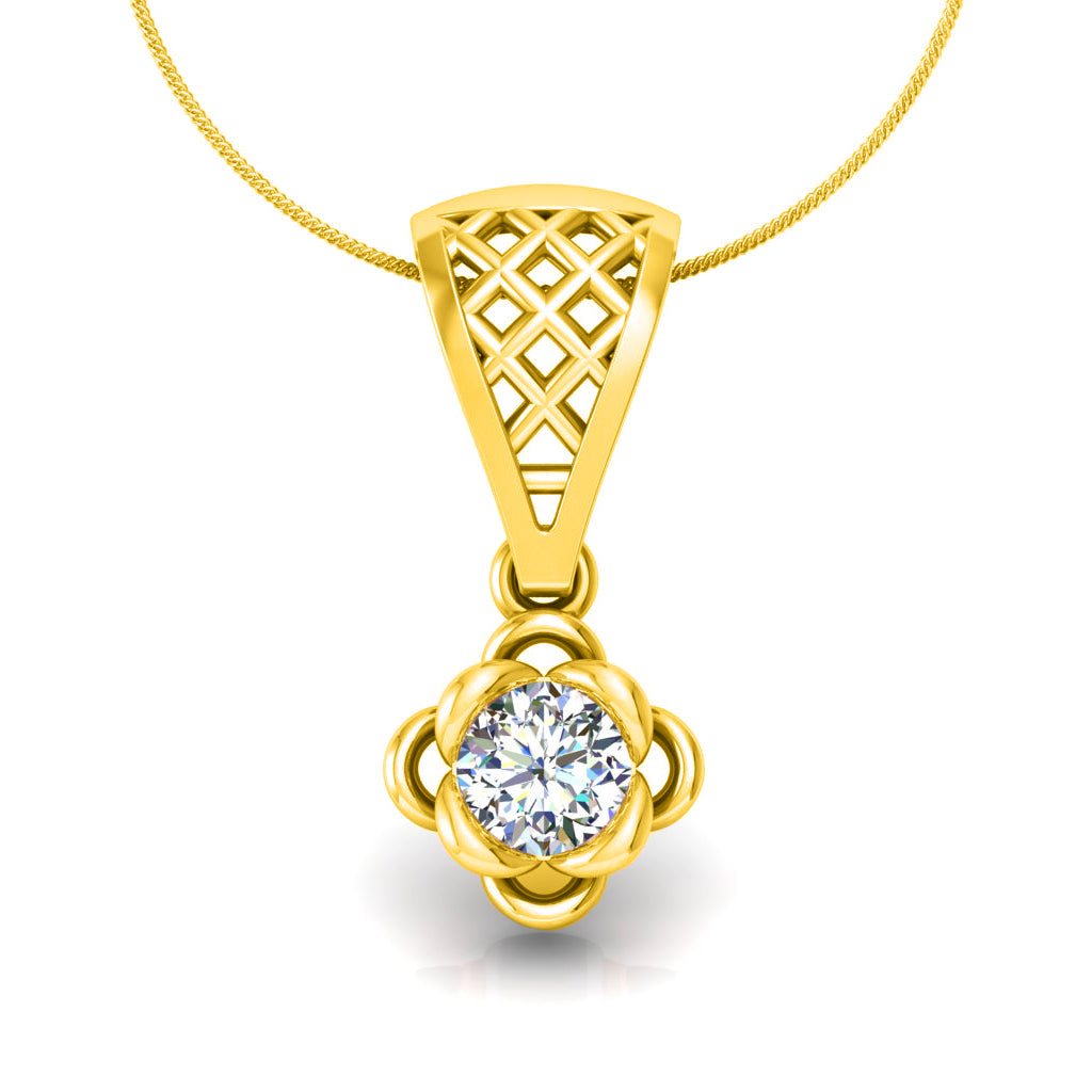 RKC handgefertigter Tropfen-Anhänger mit Blumen-Moissanit-Motiv aus Sterlingsilber, 14 Karat Weißgold vergoldet