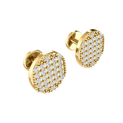 Gemelli e spilla in argento sterling 925 con Moissanite RKC, prodotto placcato in oro giallo 14 carati, peso 1,00 g.