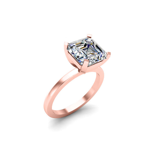 خاتم RKC 3.50 قيراط سوليتير مقطوع من Asscher للنساء خاتم الخطوبة 925 فضة استرليني 14 قيراط مطلي بالذهب الوردي وزن 2.50 جم عرض 1.80 مم