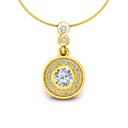 RKC Silver Halo 0,55 CT Moissanit runder Damen-Anhänger, 925er Silber, Gewicht 2,8 g, Höhe 15 mm