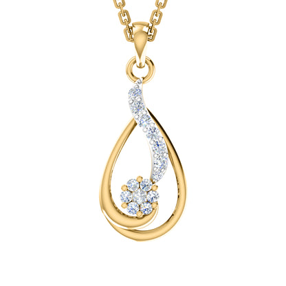 Ciondolo in moissanite da 0,40 ct in argento dorato RKC 925 con peso di 3,60 g e orecchino da 2,30 g con placcatura in oro giallo 14 carati
