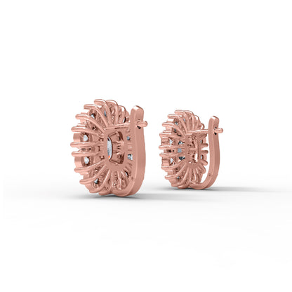 Orecchino da donna a bottone in argento sterling RKC 925 con rosa 14k sopra il prodotto Peso 7,50 GM Altezza 18,50 MM