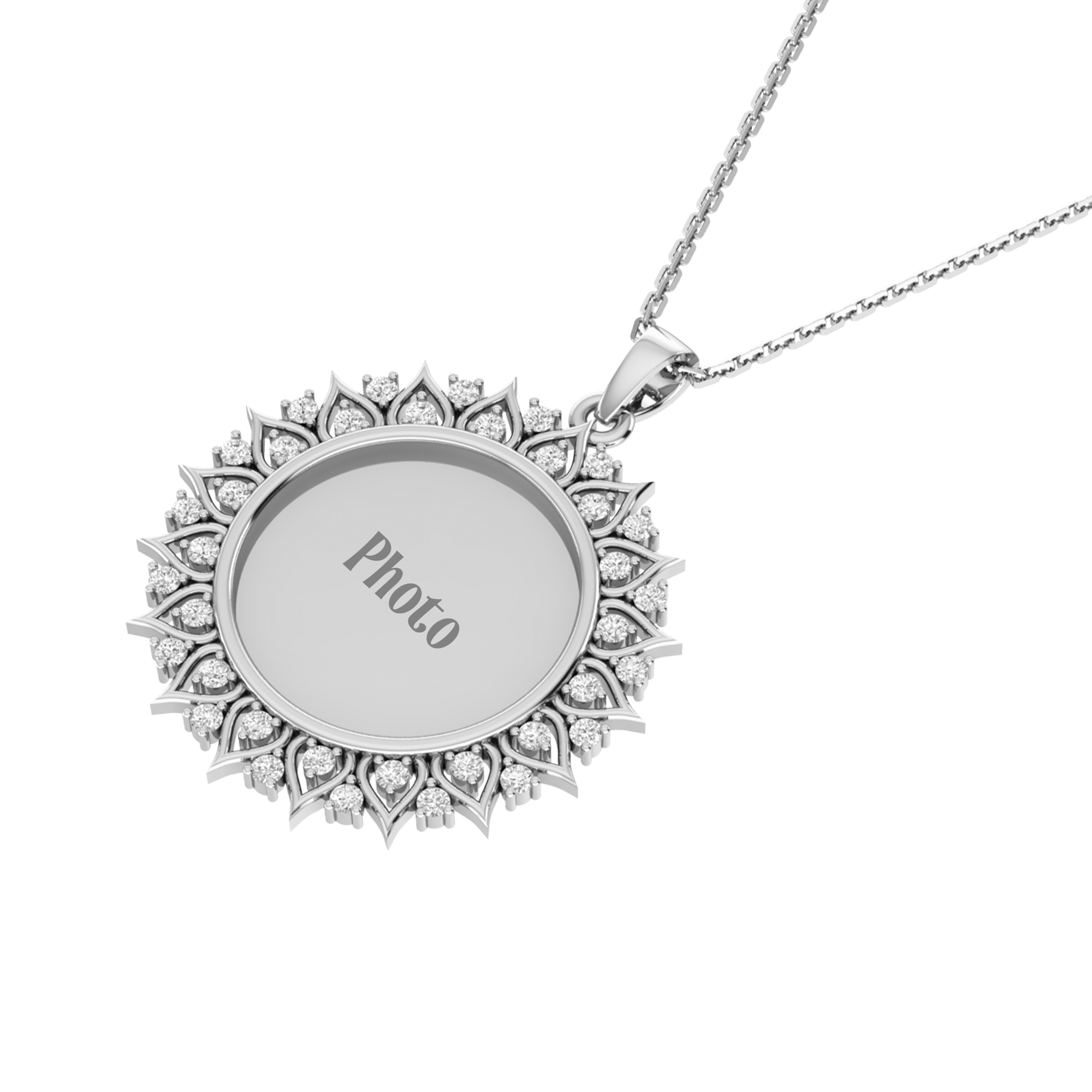 RKC Moissanite/ Cubic Zirconia Photo Pendant Necklace 14k Yellow Gold Plated Weight-6gm