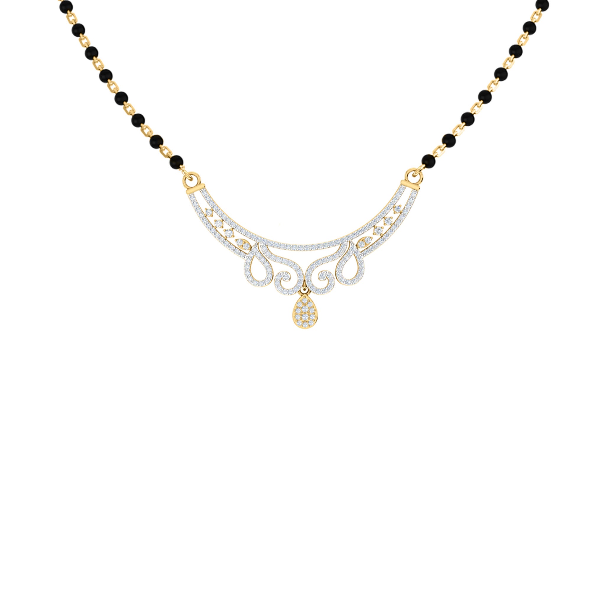 RKC Moissanite da 1,45 ct da donna Mangalsutra in argento 925 placcato in oro giallo 14k Peso del prodotto 8,00 g Altezza 34,25 mm