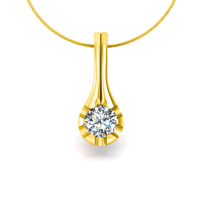 Ciondolo in moissanite con goccia d'argento da matrimonio solitario RKC da 0,25 CT, placcato in oro rosa 14 carati, peso 3,00 g, altezza 14,00 mm