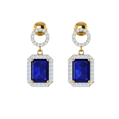 RKC 925 Sterling Silver Drop Ciondola Halo Orecchino da donna in oro giallo 14k su peso 3,20 altezza 19,60 mm