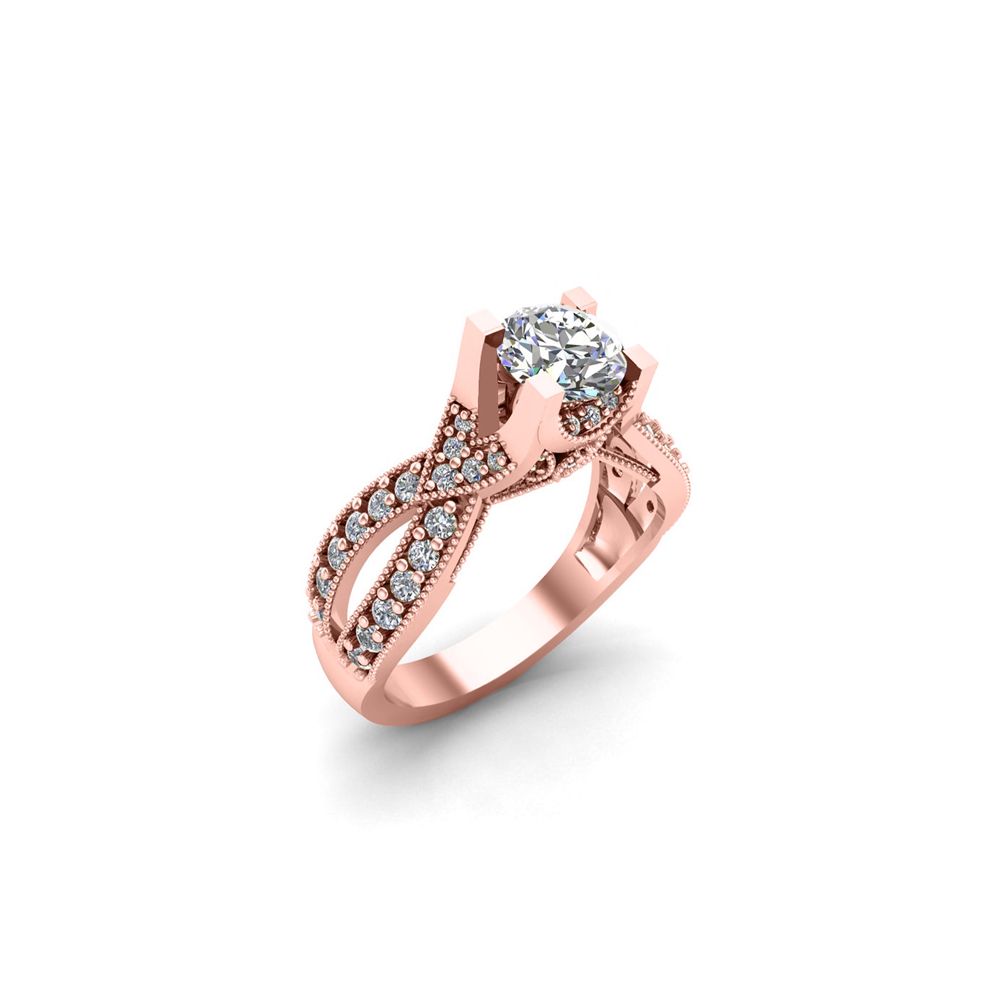 Anello da sposa da donna con solitario in argento 925 rotondo con Moissanite rotondo RKC, peso 3,5 g
