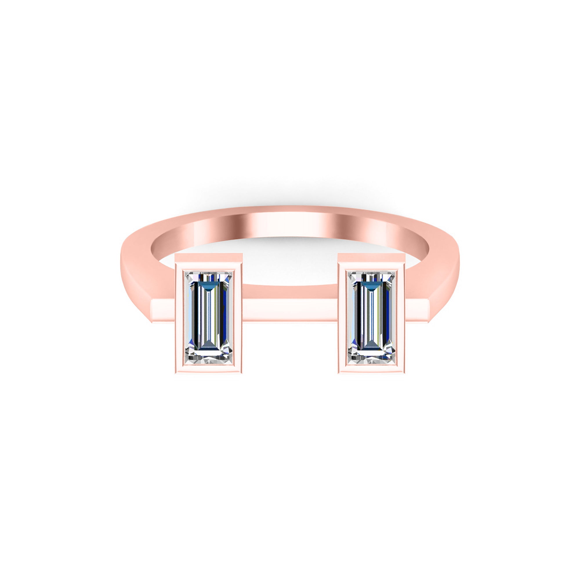 RKC Ehering aus 925er-Sterlingsilber, Moissanit-Baguette-Bandring für Damen, Gewicht 3,40 g, Breite 1,75 mm