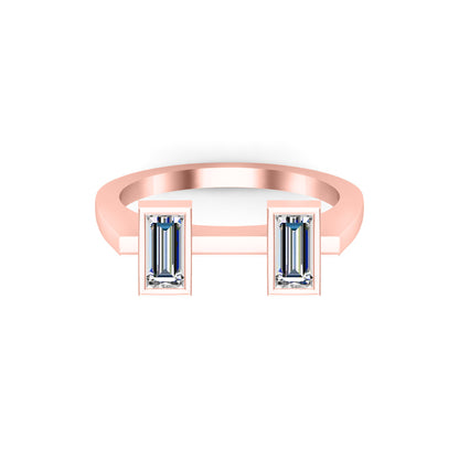 RKC Ehering aus 925er-Sterlingsilber, Moissanit-Baguette-Bandring für Damen, Gewicht 3,40 g, Breite 1,75 mm