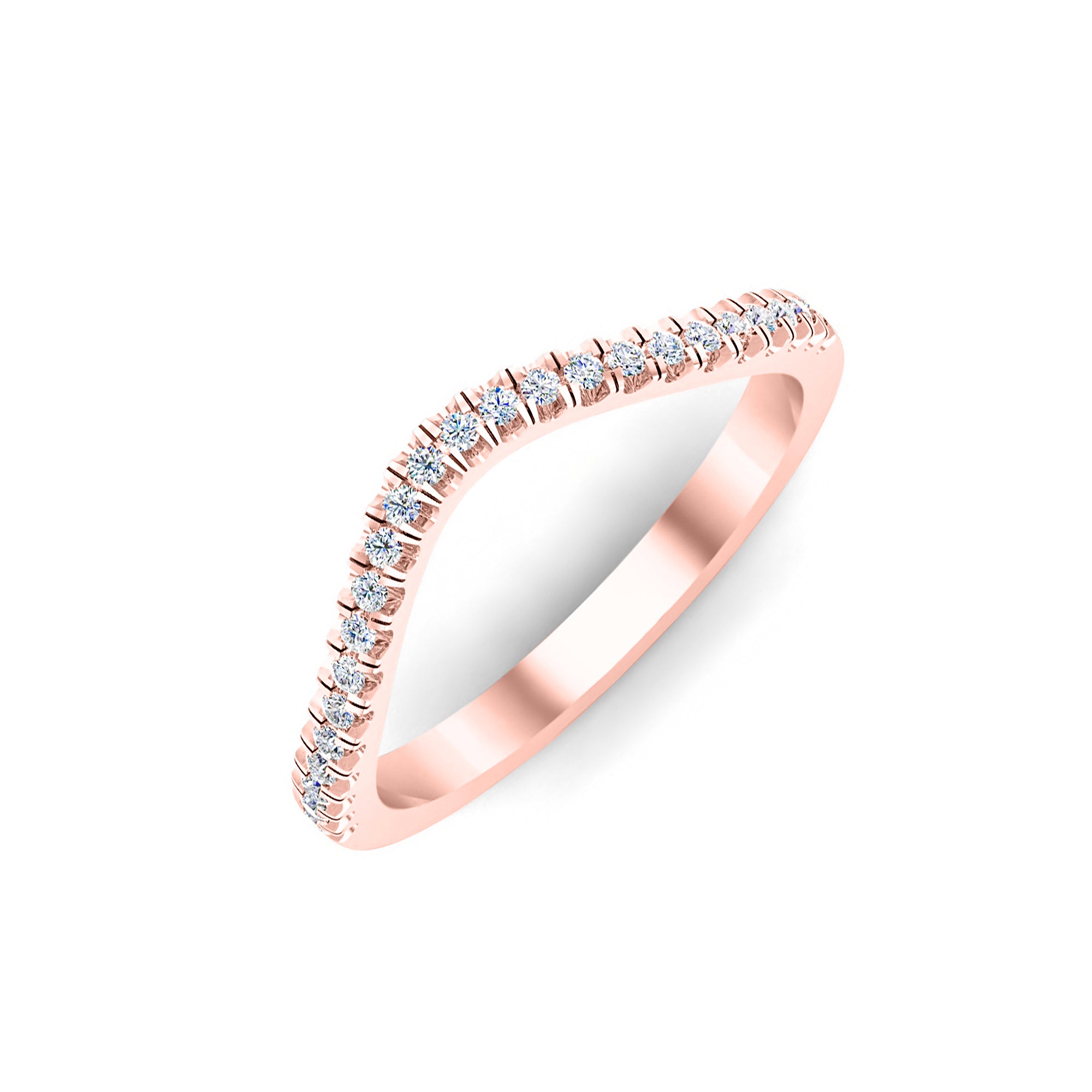 RKC Moissanite Curved Wedding Enhancer Band Ring in argento sterling 925 placcato oro giallo 14K Peso 1,20 g Larghezza 1,70 mm
