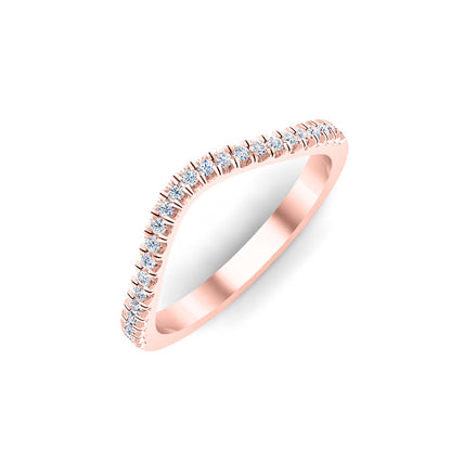 RKC Moissanite Curved Wedding Enhancer Band Ring in argento sterling 925 placcato oro giallo 14K Peso 1,20 g Larghezza 1,70 mm