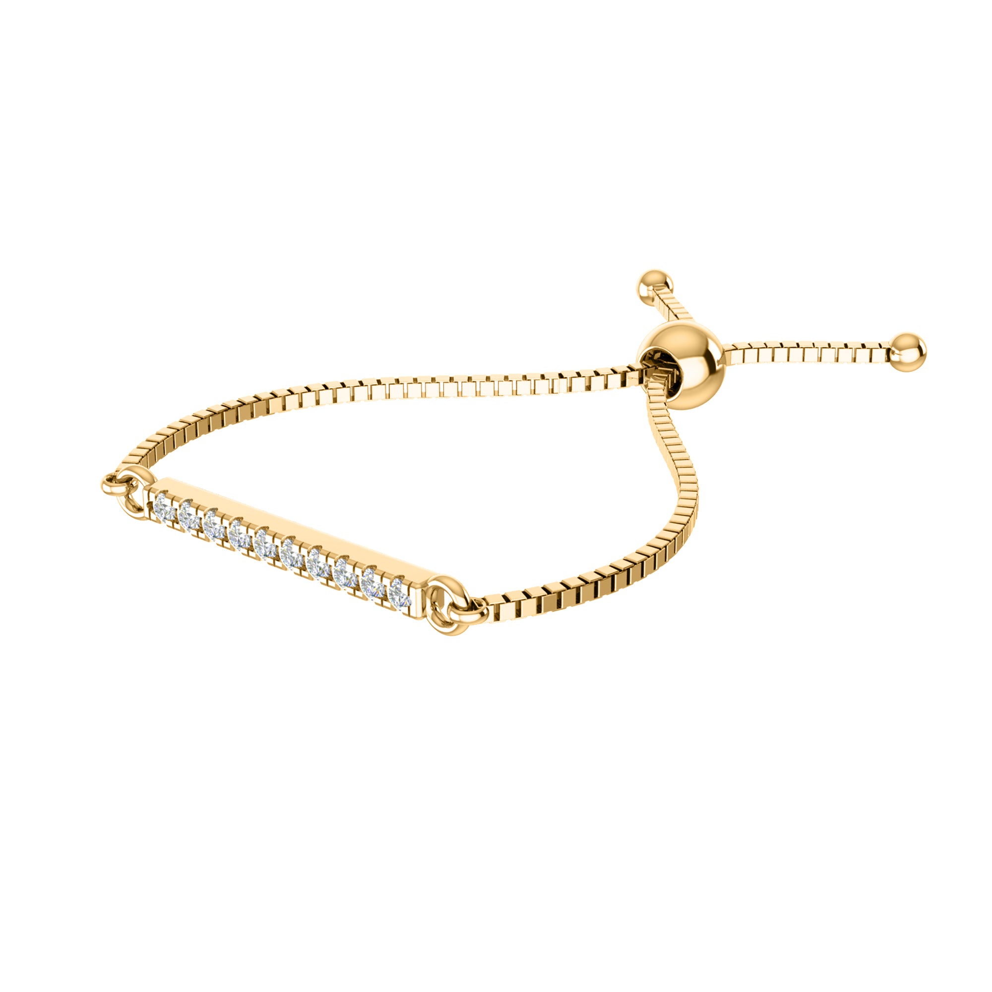 Bracciale regolabile Bolo da donna multiplo in argento sterling RKC 925 con peso di carati 0,2 CT, placcato in oro giallo 14 carati, peso del prodotto 2,80 GM