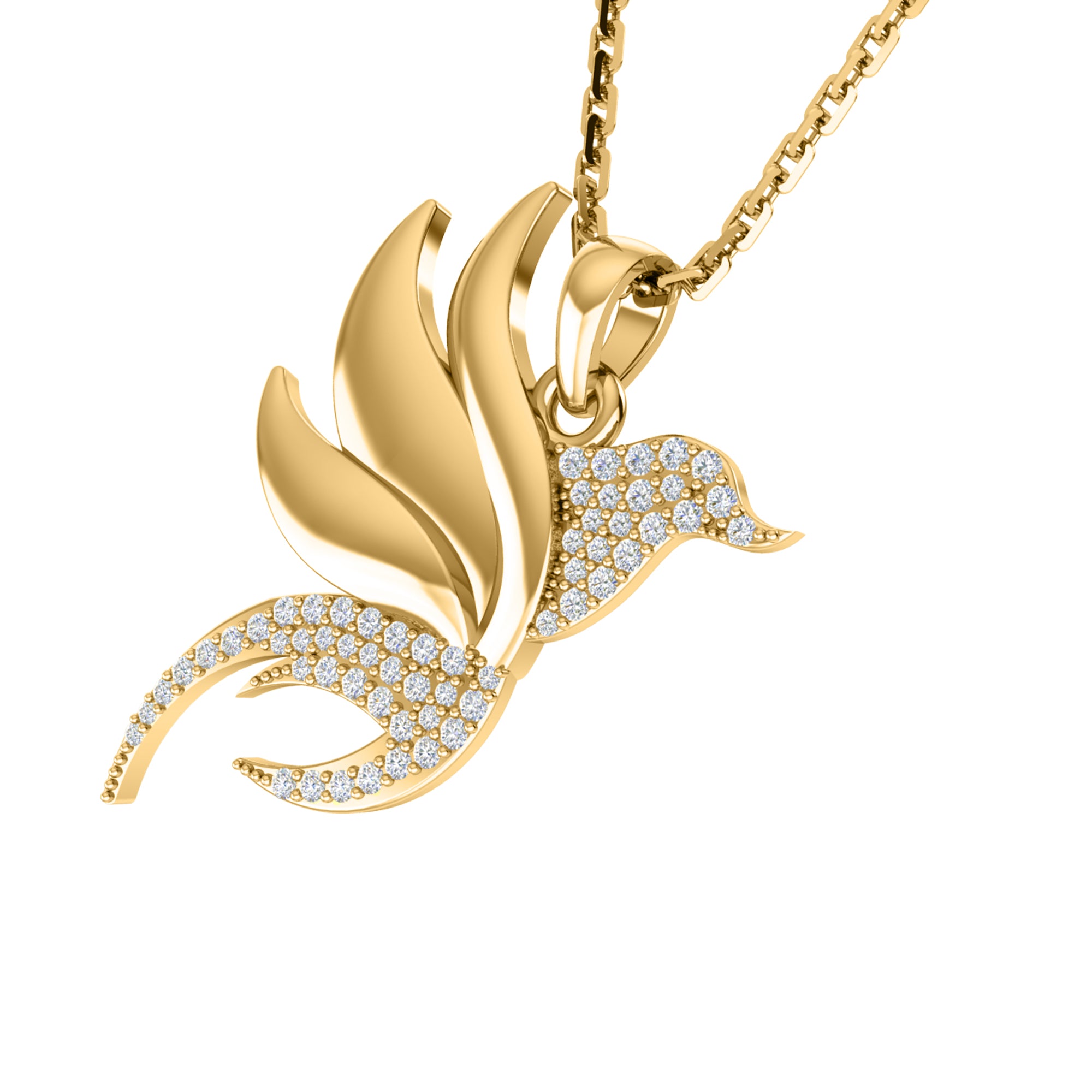 RKC 0,23 Karat Moissanit-Flügel-Charm-Anhänger, 925er Silberschmuck, 14 Karat Gelbgold vergoldet, Gewicht 4,50 g, Höhe 24 mm