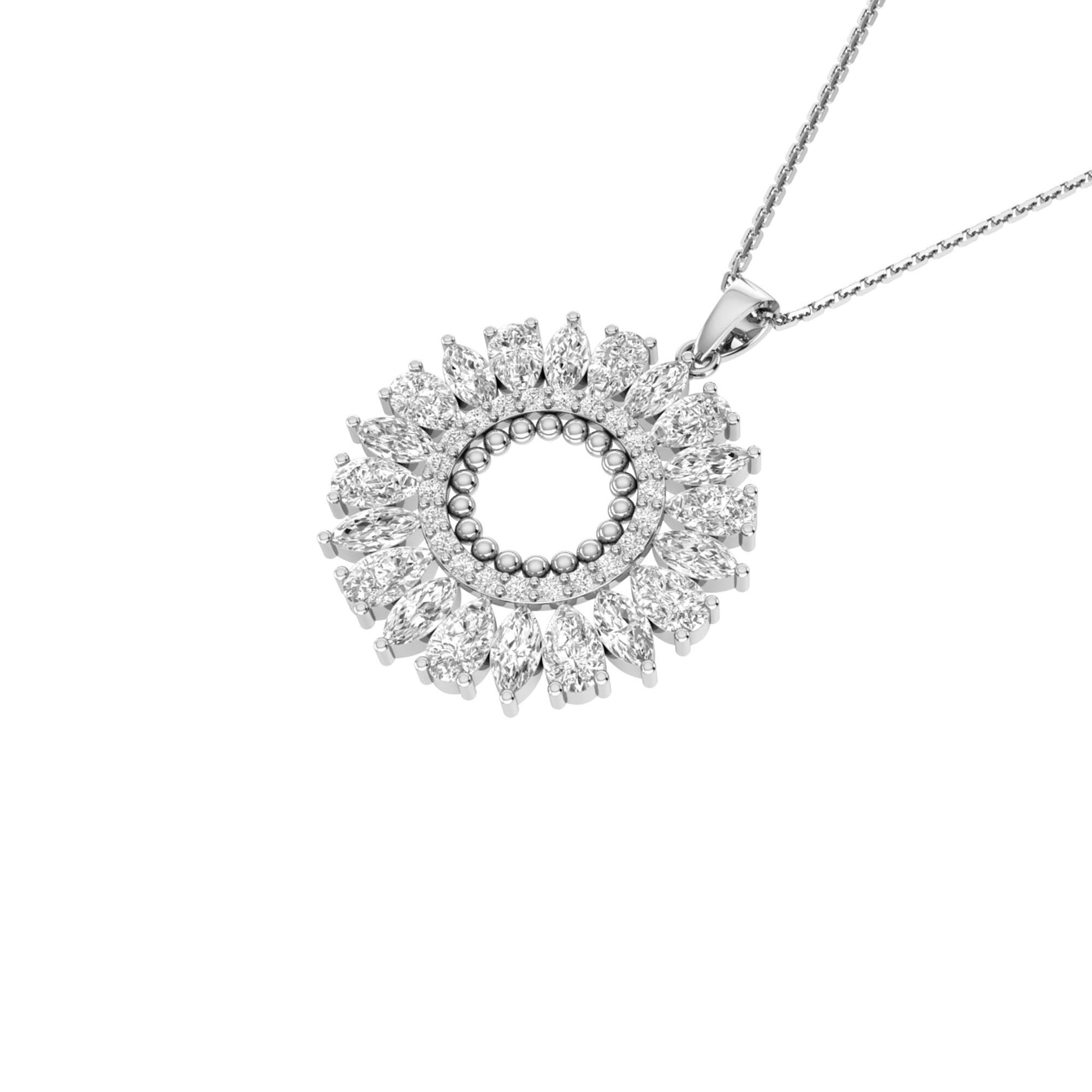 RKC 4.1 Ct Flower Shape Certified Moissanite Pendant Necklace 14k Yellow Gold Plated 925 Silver Weight 4.80 gm