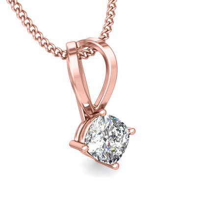 Ciondolo da donna solitario in moissanite da 0,48 ct in argento sterling 925 RKC, finitura in oro rosa 14 carati, peso 2,8 g, altezza 13 mm