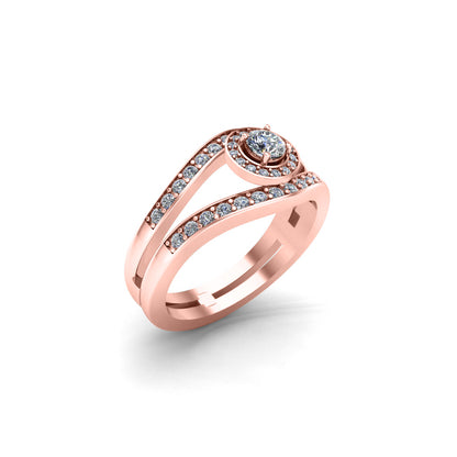 RKC Rundschliff-Moissanit-Evil-Eye-Ehering für Damen, 925er Sterlingsilber, 14 Karat Roségold vergoldet, Gewicht 4 g, Breite 3,50 mm