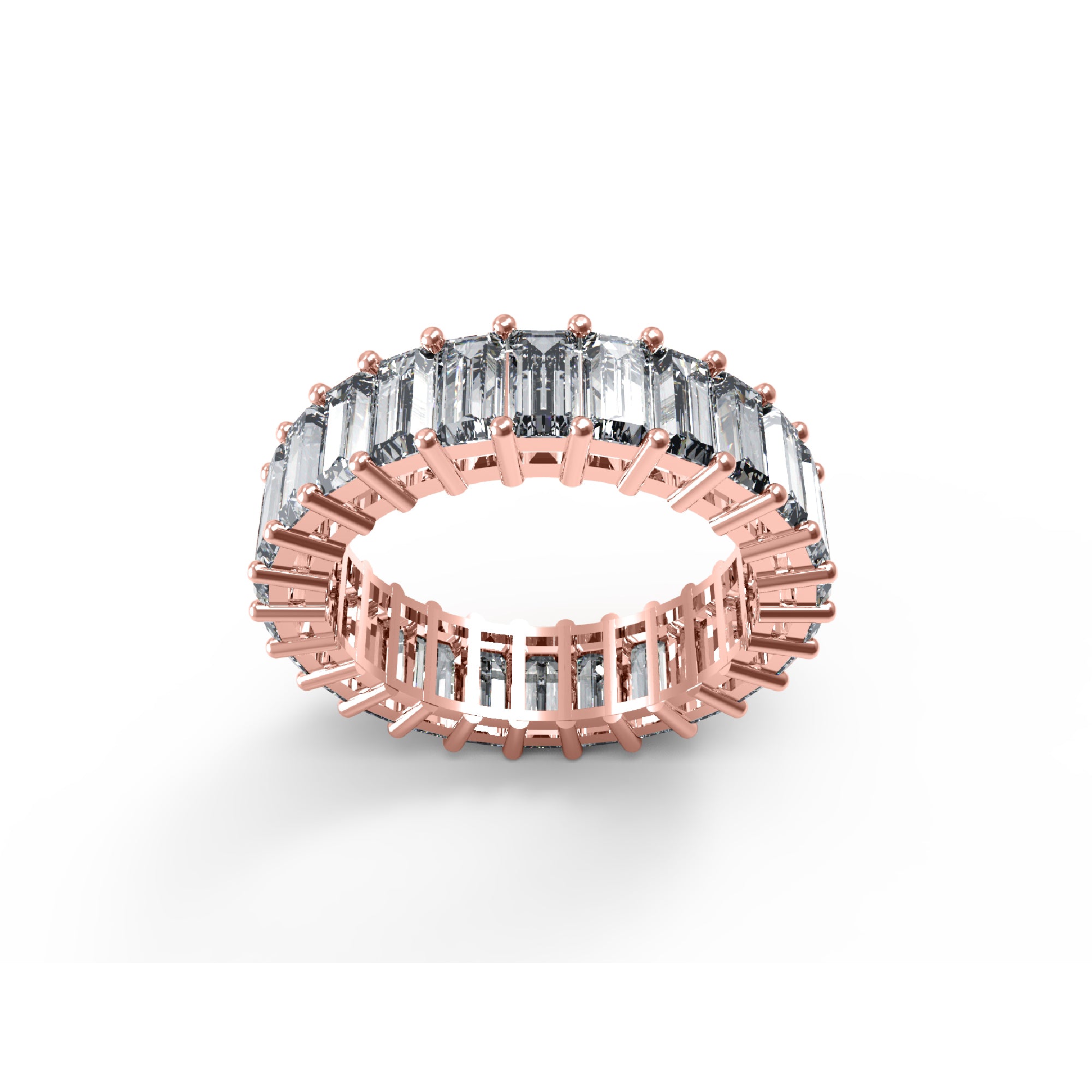 RKC Baguette Cut Moissanite Full Eternity Band per fidanzata Argento 925 placcato oro rosa 14 carati Peso 4 g Larghezza 5,80 MM
