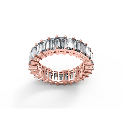 RKC Baguette Cut Moissanite Full Eternity Band per fidanzata Argento 925 placcato oro rosa 14 carati Peso 4 g Larghezza 5,80 MM