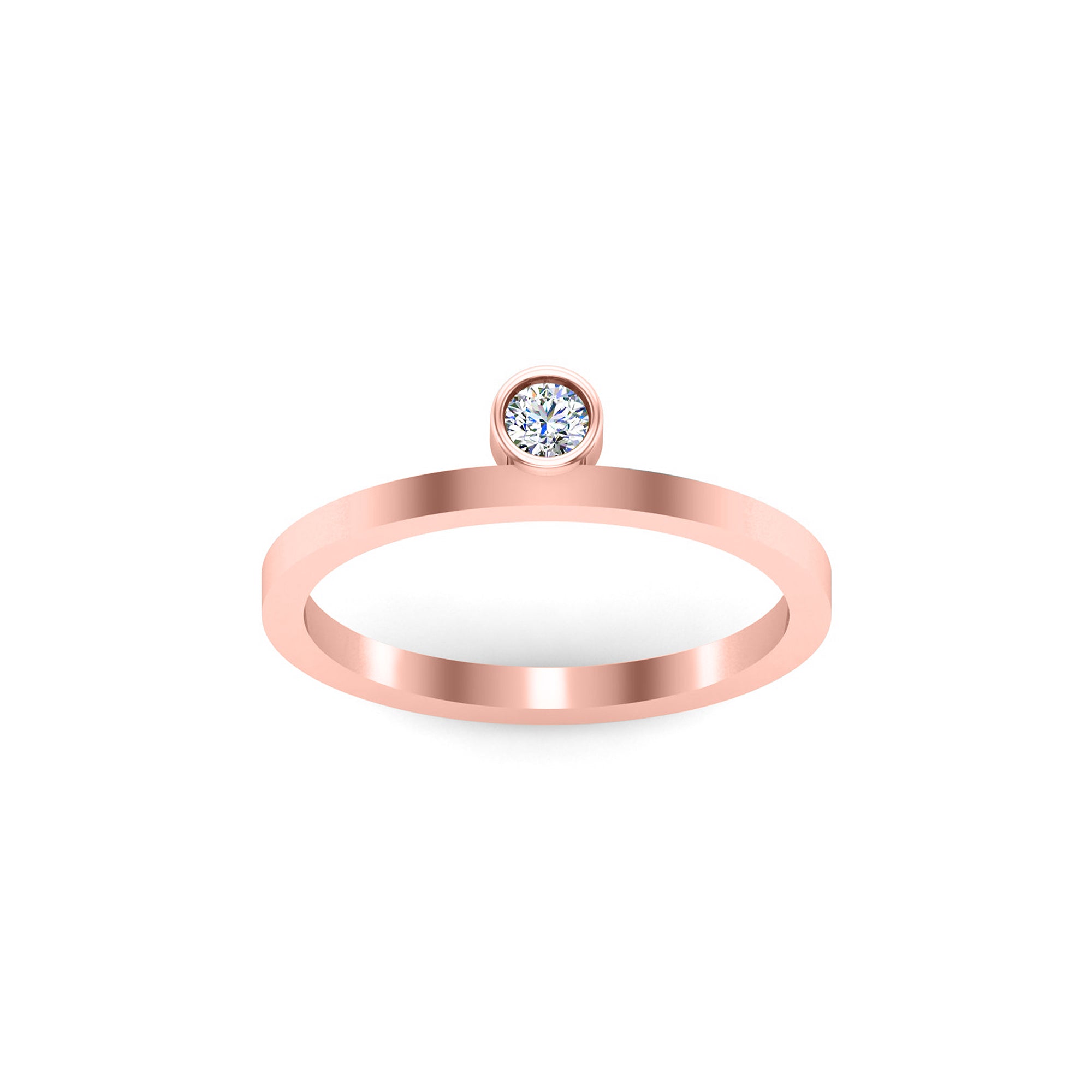 Anello di fidanzamento rotondo in moissanite RKC da 3 mm in argento 925 placcato in oro giallo 14k per donna Peso 1,40 g Larghezza 1,60 mm