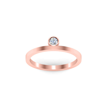 Anello di fidanzamento rotondo in moissanite RKC da 3 mm in argento 925 placcato in oro giallo 14k per donna Peso 1,40 g Larghezza 1,60 mm