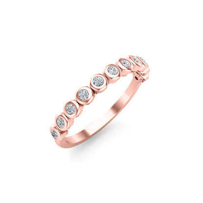 RKC Moissanite Half Eternity Birthday Special Band Anello da donna in argento 925 placcato in oro giallo 14 carati Peso 1,70 g Larghezza 1,70 mm