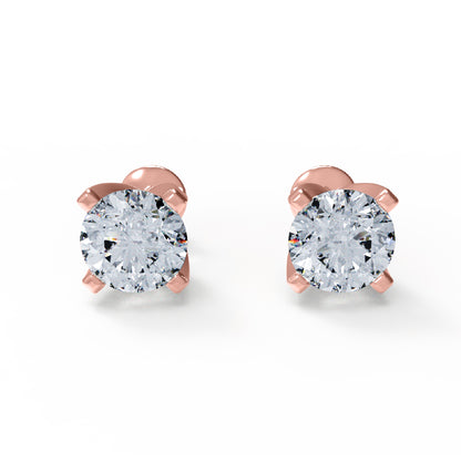 RKC 925 Sterling Silber Unisex-Ohrstecker mit vier Zinken, 14 Karat Gelb, Produktgewicht: 1,60 GM, Höhe: 5,50 mm