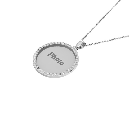 RKC Memory Photo Certified Moissanite Pendant Necklace 14k Yellow Gold Plated 925 Silver