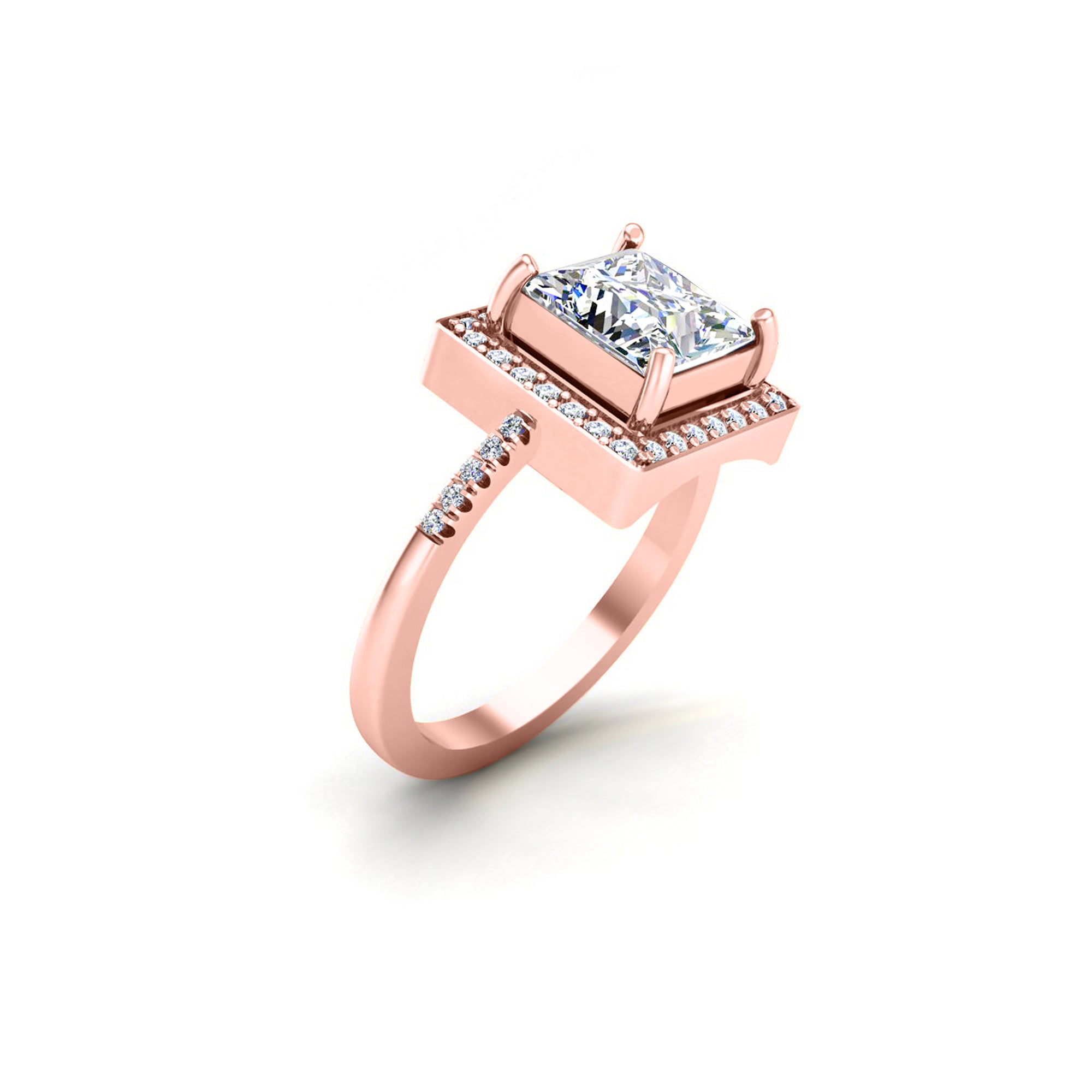 RKC Halo Princess Moissanit 925 Sterling Silber Gelbgold plattierter Damen-Ehering mit einem Gewicht von 3,5 g