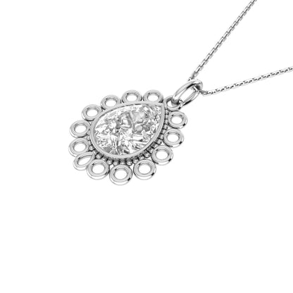 RKC Moissanite/ CZ Golden Pear Shape Pendant with Link Chain 14k Yellow Gold Plated Weight gm