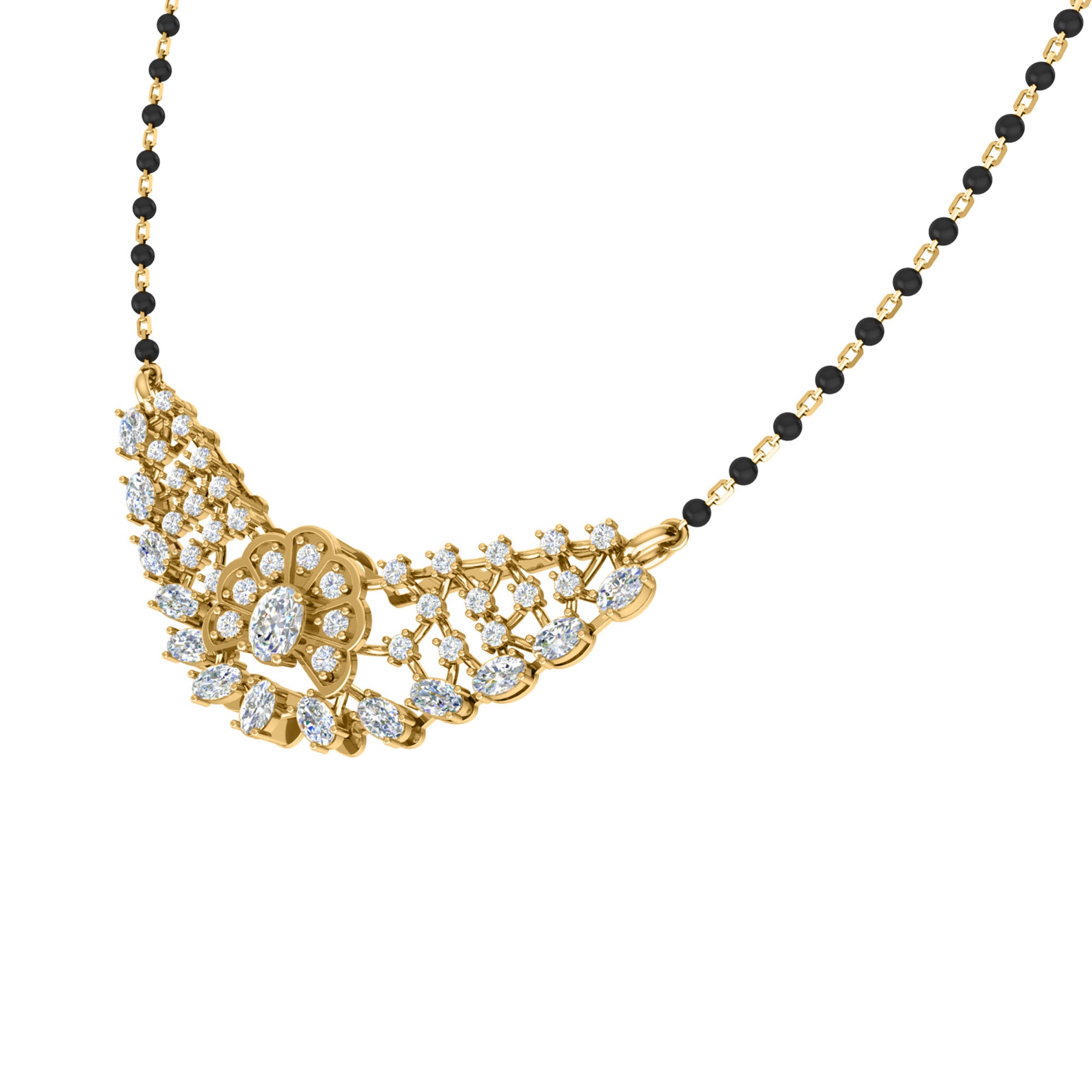 RKC 4.31 Ct Moissanite Women Mangalsutra 925 Silver 14k Rose gold Plated Product Weight 7.50gm Height 24.40mm
