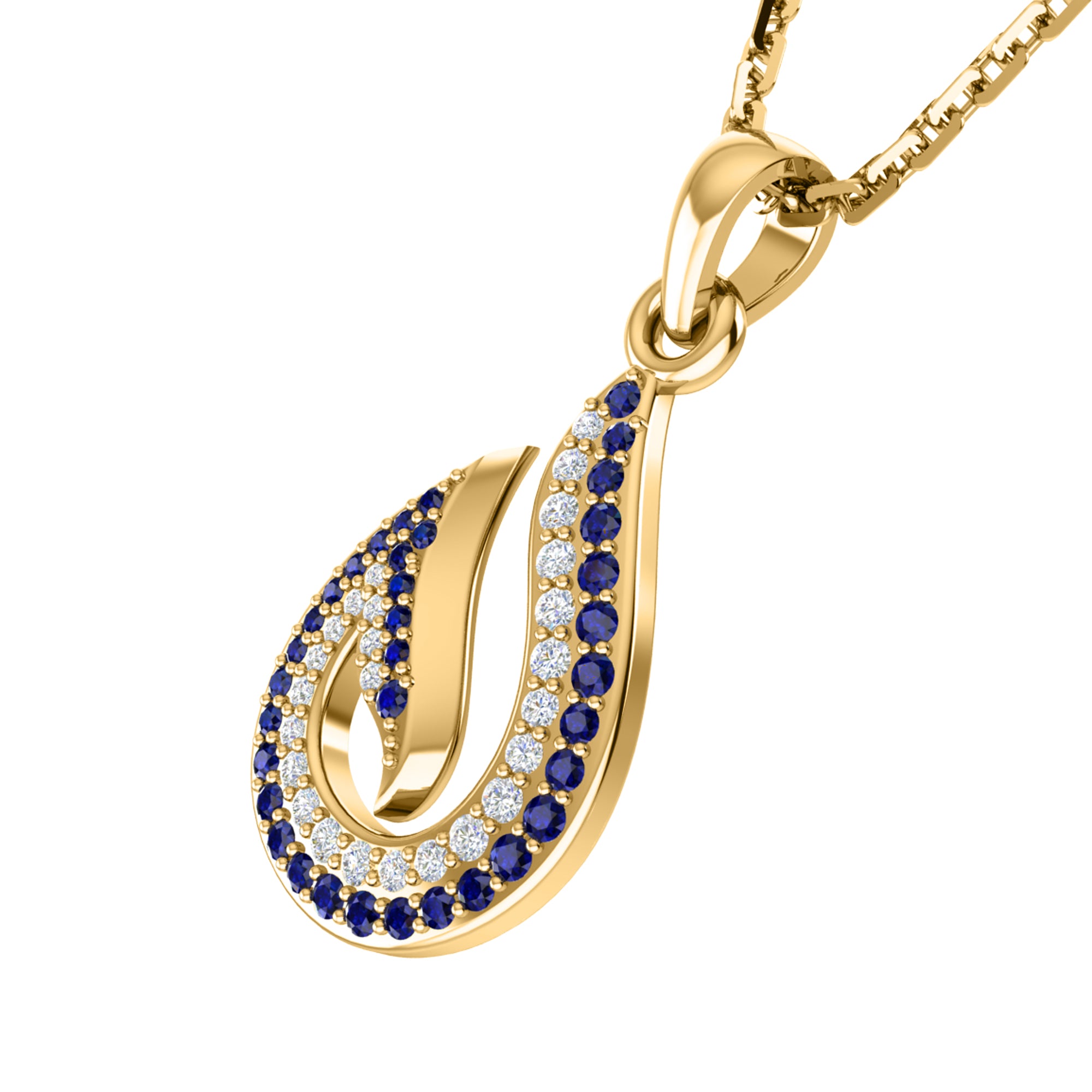 RKC 0,26 Karat Saphir-Tropfen-Anhänger, 925er Silberschmuck, 14 Karat Roségold vergoldet, Gewicht 3,60 g, Höhe 16,00 mm