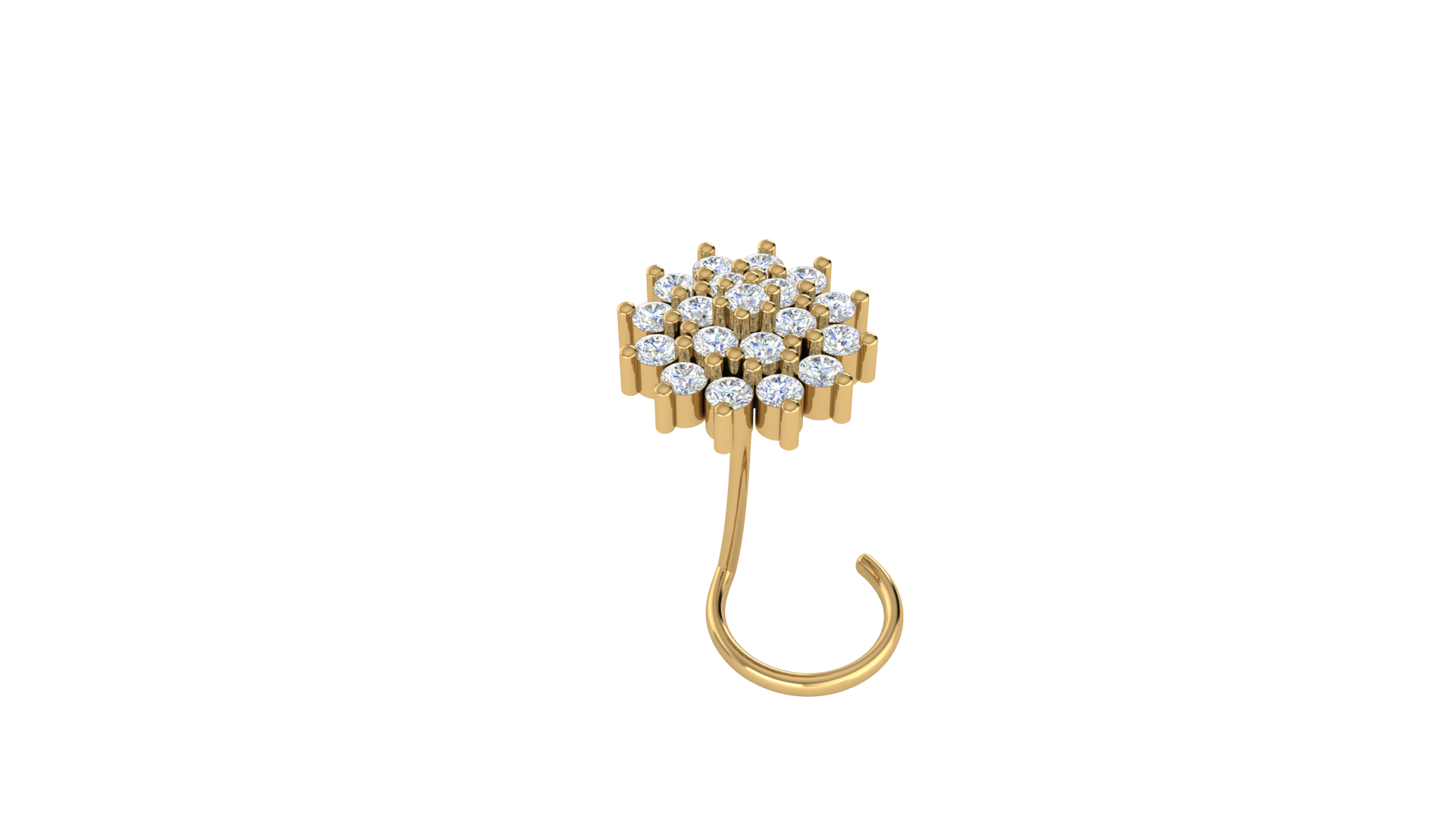 RKC JEWELRY Damen-Nasennadel aus 925er Sterlingsilber mit schönem Cluster-Nasenstift, 14 Karat Gelbgold vergoldet, Gewicht 1,00 g