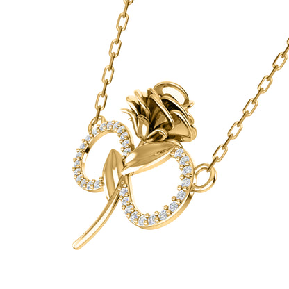 RKC 0,27 Karat Moissanit-Blumenanhänger, 925er Silberschmuck, 14 Karat Gelbgold vergoldet, Gewicht 4,60 g, Höhe 23,00 mm