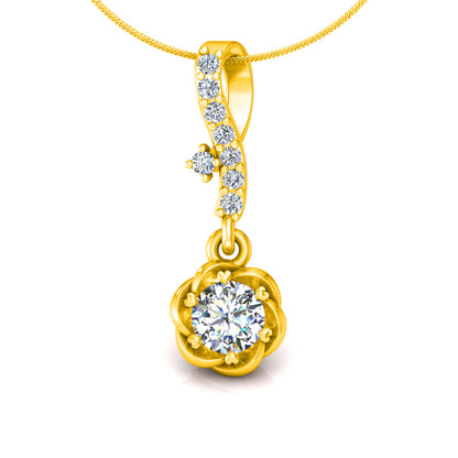 RKC 925 Sterling Silber Blumentropfen 0,35 Karat Moissanit-Anhänger, 14 Karat zweifarbig vergoldet, Gewicht 2,8 g, Höhe 18 mm