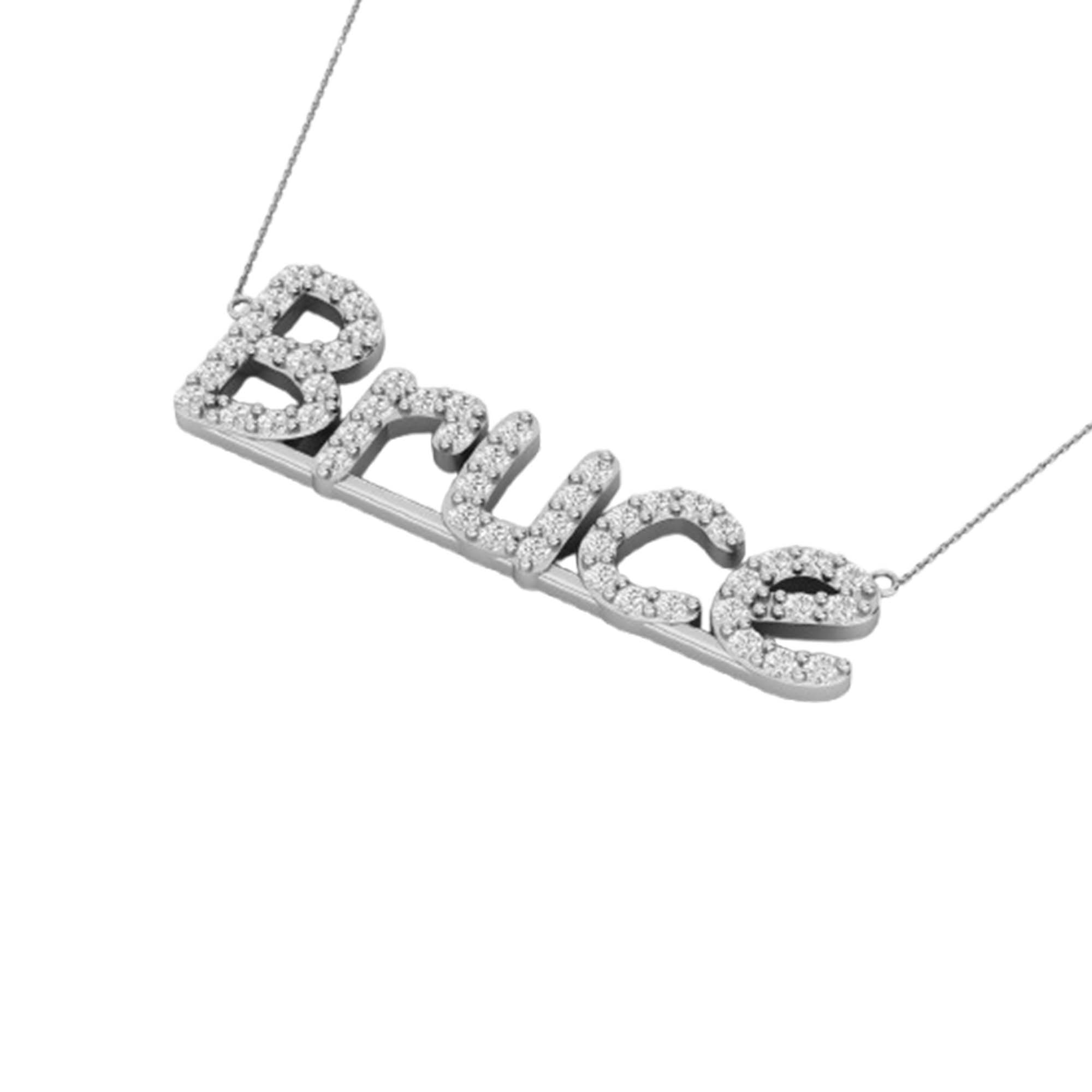 RKC 1 Ct Round Cut Real Moissanite/ Cubic Zirconia Customize Name Pendants 14k Yellow Gold Plated Weight 6 gm