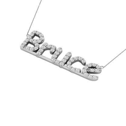 RKC 1 Ct Round Cut Real Moissanite/ Cubic Zirconia Customize Name Pendants 14k Yellow Gold Plated Weight 6 gm