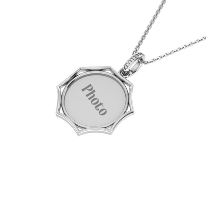 RKC 14k Yellow Gold Plated Round Cut Moissanite Photo Pendant Necklace With Chain 18 Inch