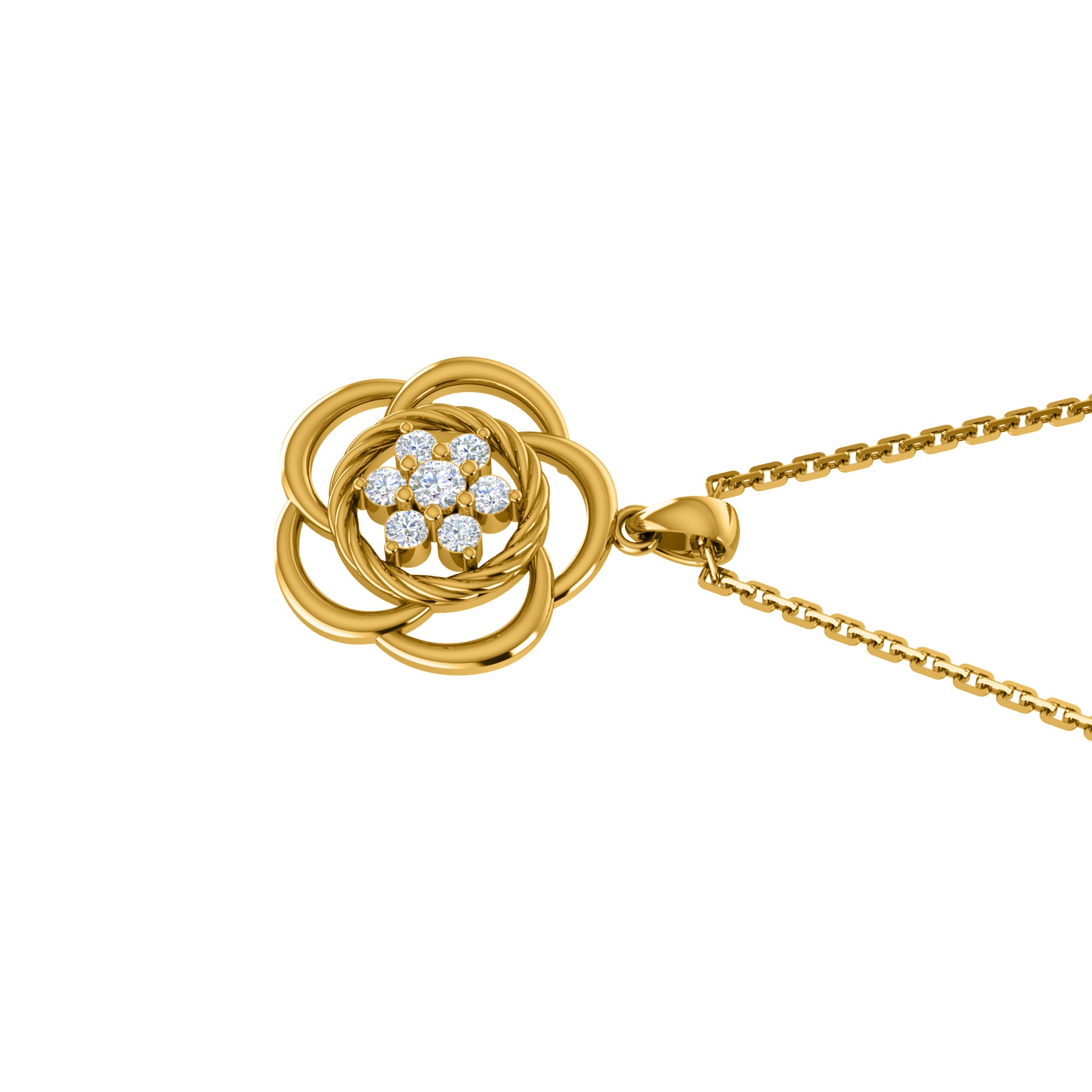 RKC 0,25 CT floraler Moissanit-Anhänger, 925er Silberschmuck, 14 Karat Roségold vergoldet, Gewicht 4,50 g, Höhe 22,00 mm
