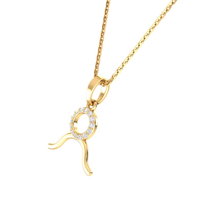 RKC Golden Cubic Zirconia With Chain Zodiac Pendant Necklace