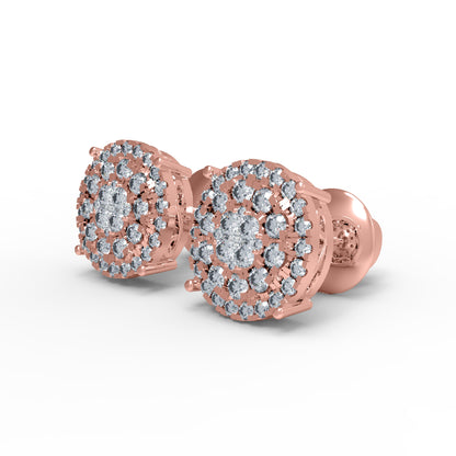 RKC Damen-Ohrstecker aus 925er-Sterlingsilber mit Schraubverschluss, 14 Karat Gelb, Gewicht 2,80 GM, Höhe 9,50 mm