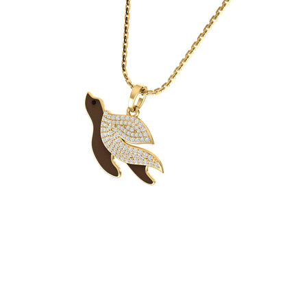 RKC 0.49 CT Moissanite Sea turtle Pendant 925 Silver Jewelry 14K Yellow Gold Plated Wt 4.50 GM Height 16.00 MM