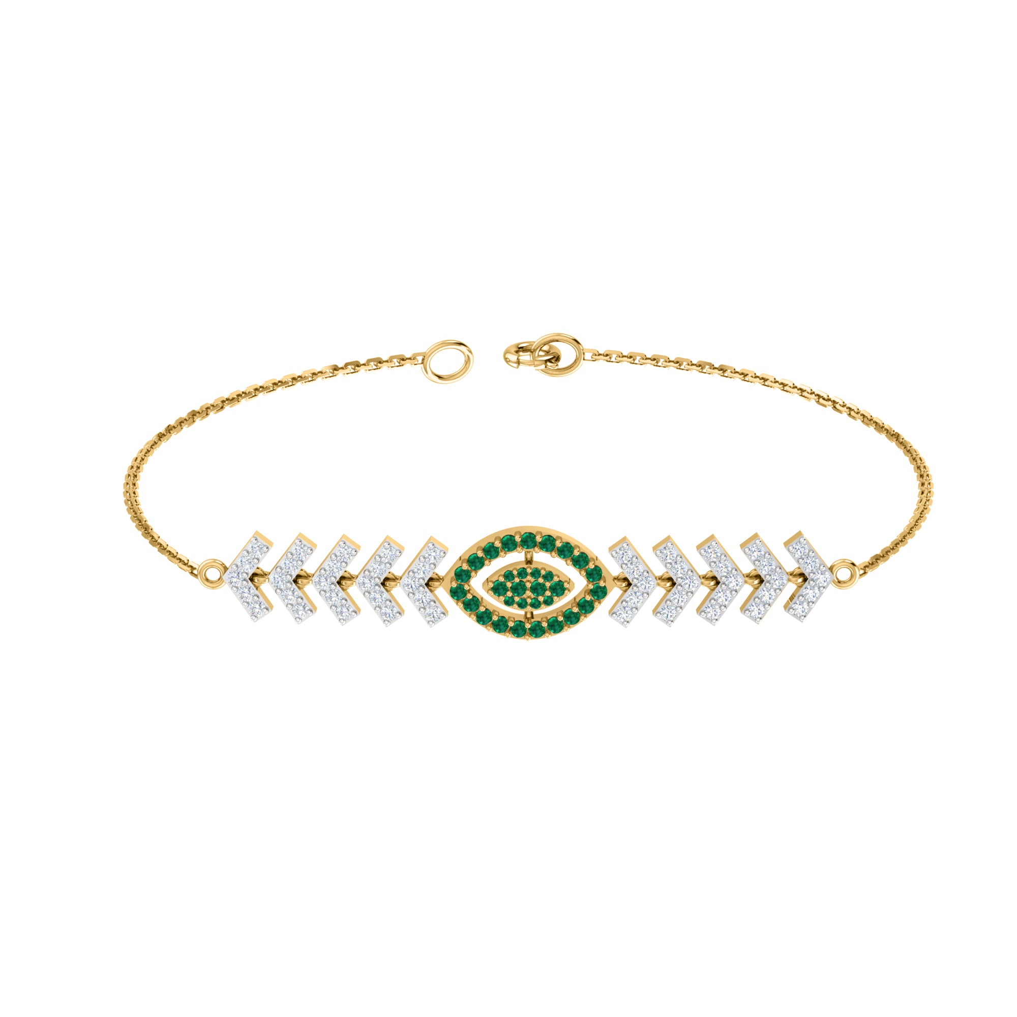 Pietra preziosa RKC in argento sterling 925 da 1,1 CT per bracciale da donna Placcato in oro giallo 14 carati Peso 6,00 GM