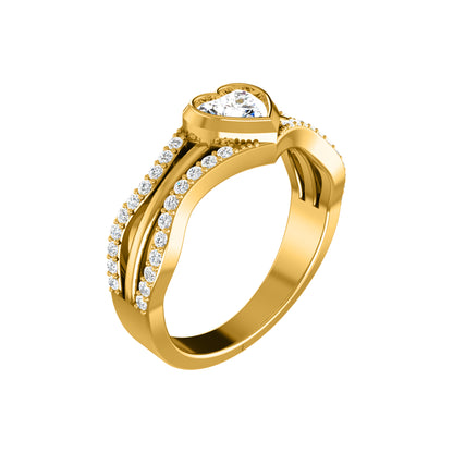RKC Herz-Moissanit-Verlobungsring, 925er Silber, 14 Karat Weißgold vergoldet, für Damen, Gewicht 3,50 g
