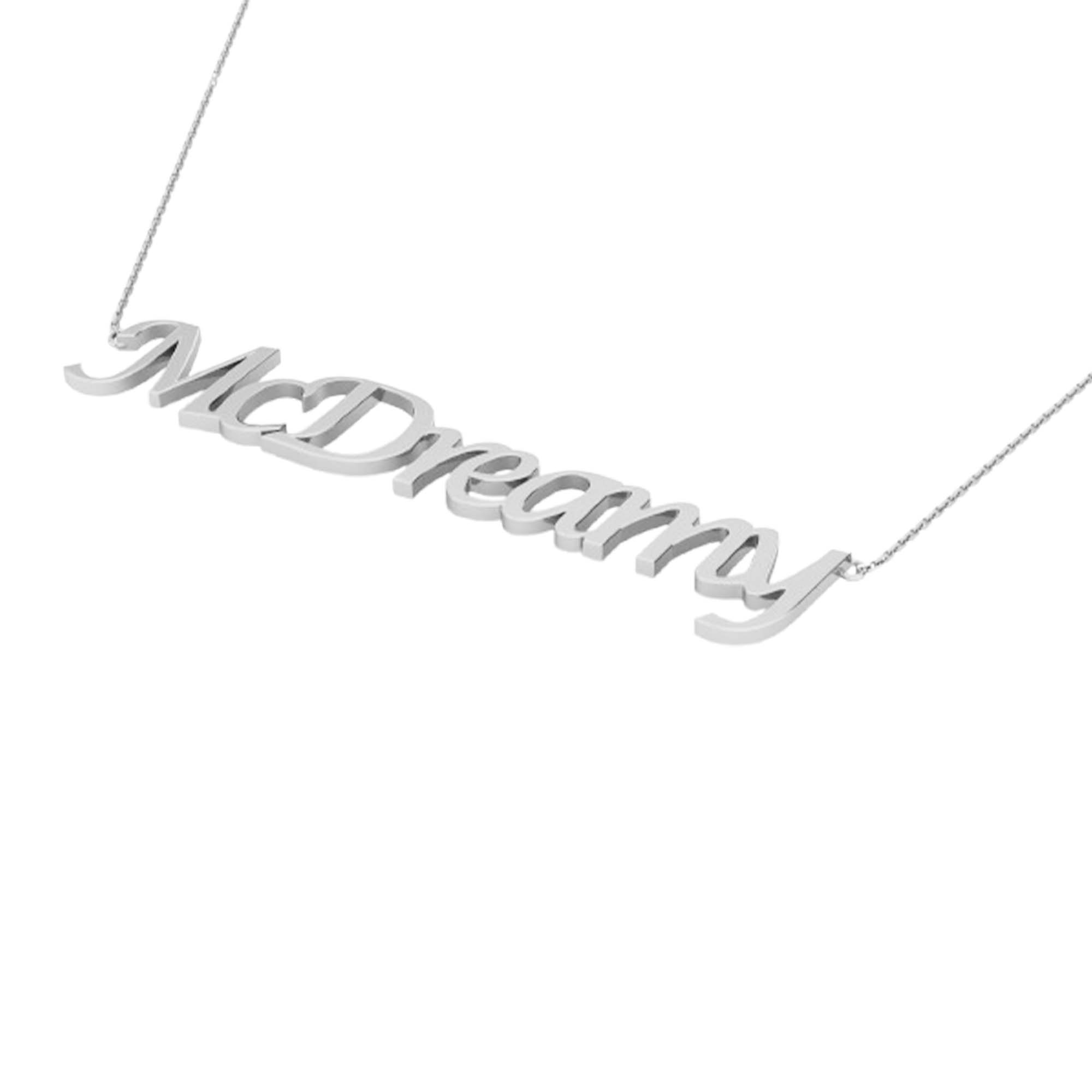 RKC MCDREAMY Name Necklace For Gift 14k Yellow Gold Plated 925 Silver Weight 4.5 gm and Height 14mm