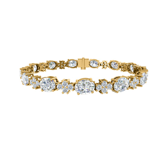 RKC 925 Sterling Silwer 19.37 CT Moissanite vir Vroue-armband 14K Geelvergulde Gewig 14.00 GM