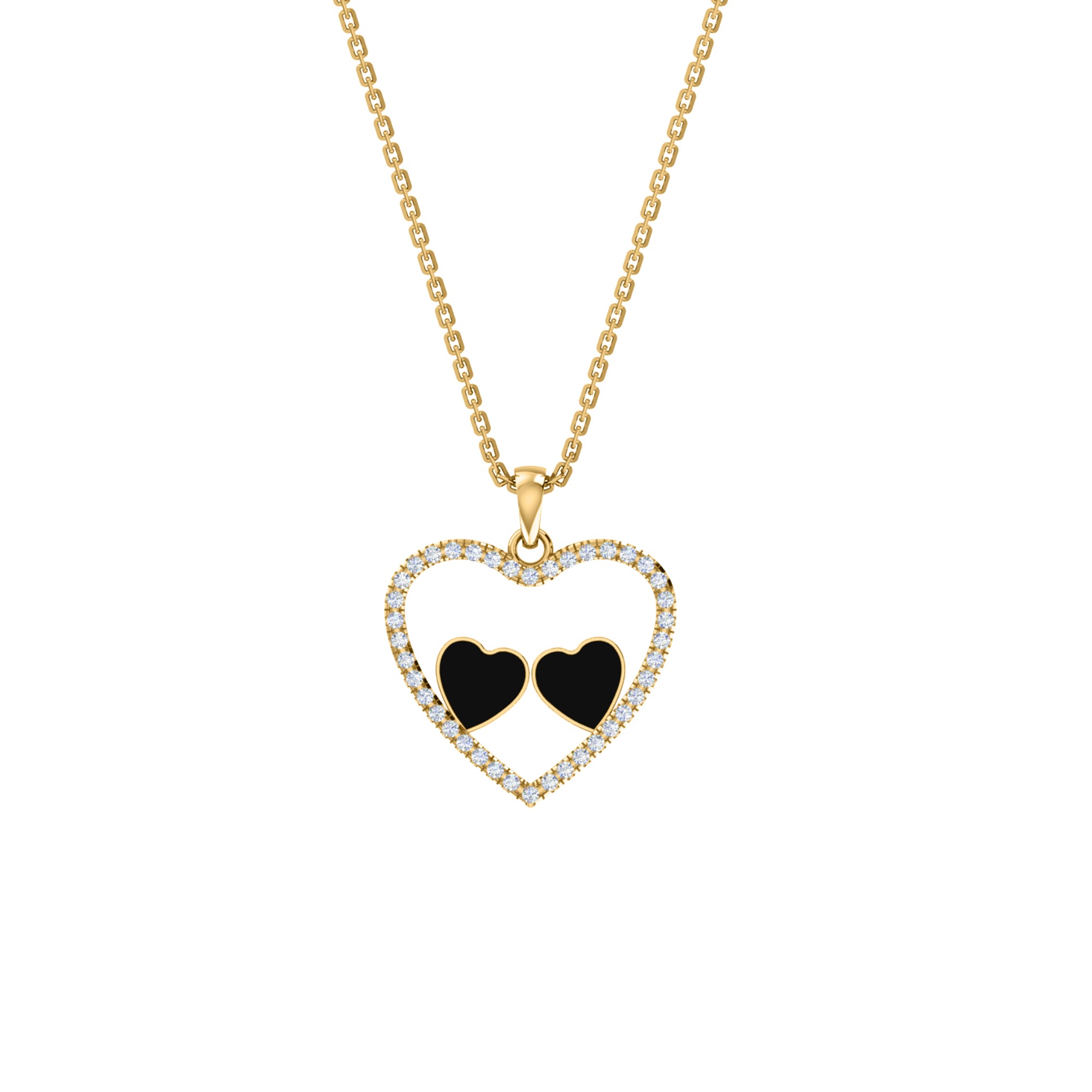 Ciondolo smaltato a cuore in moissanite da 0,36 ct RKC, argento 925, placcato oro rosa 14 carati, peso 3,80 GM, altezza 18,60 mm