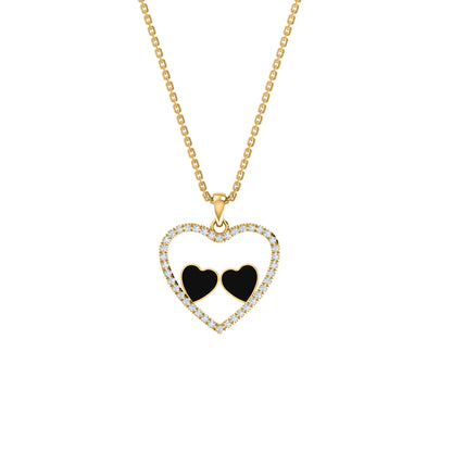 Ciondolo smaltato a cuore in moissanite da 0,36 ct RKC, argento 925, placcato oro rosa 14 carati, peso 3,80 GM, altezza 18,60 mm